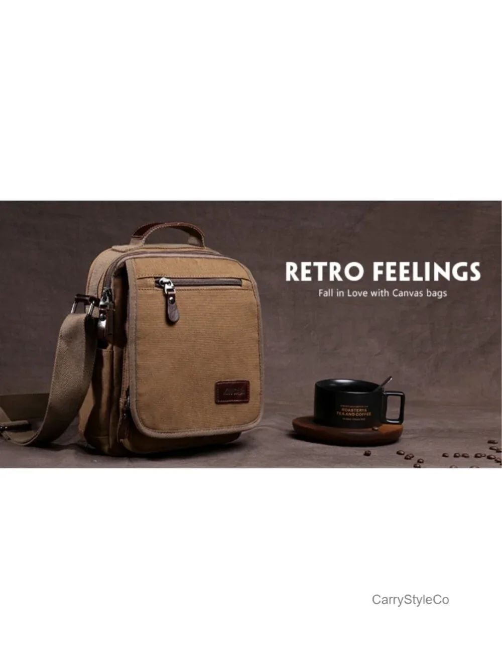 Men's Canvas Messenger Bag Crossbody Shoulder Bag Travel Work Purse